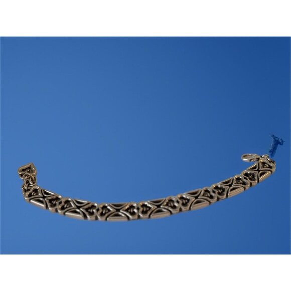 Chunky Silvertone Heart Link Bracelet 7.5"-8.5" Lobster Clasp - Picture 6 of 6